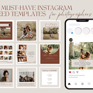 10 MUST-HAVE Instagram feed templates for photographer | Social media marketing post ideas | Canva template - Instant download