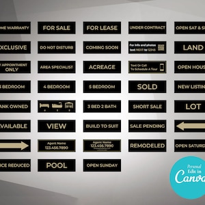 Modelos de placas de identificação para corretores de imóveis: marketing imobiliário editável (Canva)