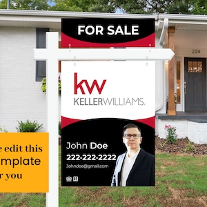 keller williams Yard Sign Marketing Template +4 RIDERS