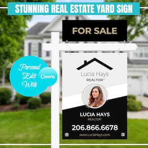 Real Estate Yard Sign Template 18x24, Canva For Sale Sign Template, Modern Yard Sign Template, Editable Canva Sign Template
