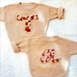 Personalized Initial Baby Sweater | Hand Embroidered Initial Sweater | Custom Letter Sweater | Custom Baby Gift | Newborn Sweater