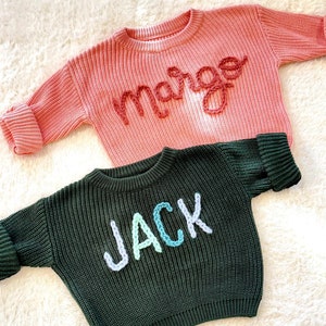 Personalized Baby Name Sweater | Hand Embroidered Sweater | Custom Newborn Sweater | Custom Baby Gift