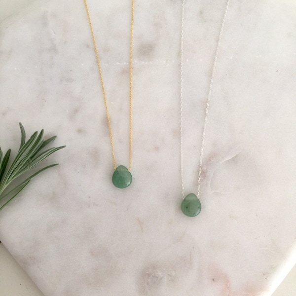 Tiny Teardrop Jade Necklace | Natural Green Stone Necklace | Jade jewelry | Dainty teardrop necklace | Dainty Jade Necklace