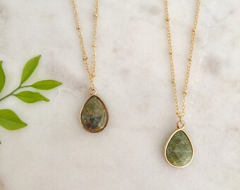 houseofgems Sterling Silver Natural Lodolite Small Teardrop Shaped Gemstone Pendant Necklace houseofgems Sterling Silver Natural Lodolite Small Teardrop Shaped Gemstone Pendant Necklace