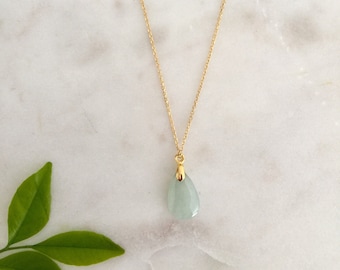 Teardrop l Jade Necklace | Jade Jewellery | Jade necklace |  Gold filled Jade Necklace | Tiny teardrop Jade Necklace