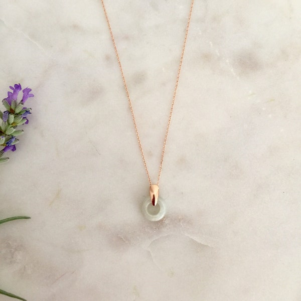 Tiny Jade Ring Necklace | Jade Jewellery | Dainty round Jade necklace | Rose gold jade Necklace | Tiny Jade Necklace