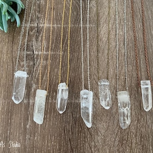 Clear Quartz Necklace | Icy Crystal Necklace | Chunky Clear Quartz Jewelry | Gemstone Necklace | Quartz bar necklace