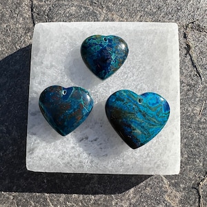 Puffy Heart Azurite Chrysocolla Pendant | Heart Azurite Chrysocolla Pendant | Azurite Chrysocolla Malachite Pendant