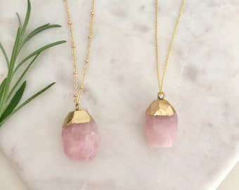 Rose Quartz Necklace - Etsy Australia