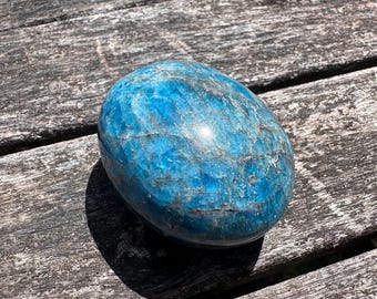 Blue Apatite Palm Stone  | Large Blue Apatite Palm Stone | Blue Apatite Crystal