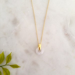 Tiny Jade Ring Necklace | Jade Jewellery | Dainty round Jade necklace | Gold jade necklace Necklace | Tiny Jade Necklace