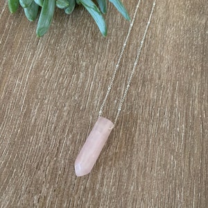 Rose quartz point necklace | natural pink stone pendant necklace | rose quartz jewelry | rose quartz necklace | Rose quartz necklace