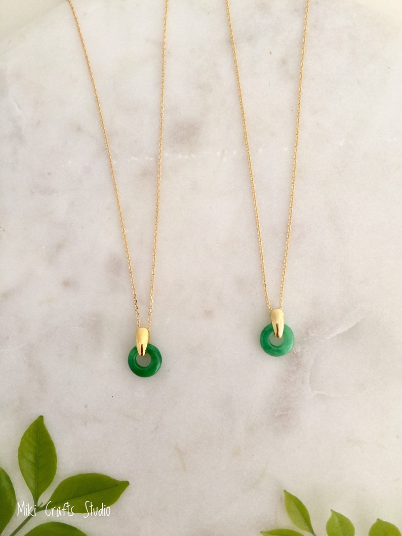 Tiny Jade Ring Necklace Jade Jewellery Dainty Round Jade - Etsy