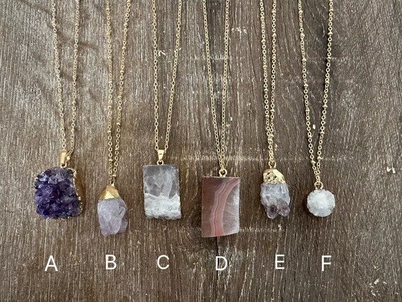 Druzy crystal necklace clearance