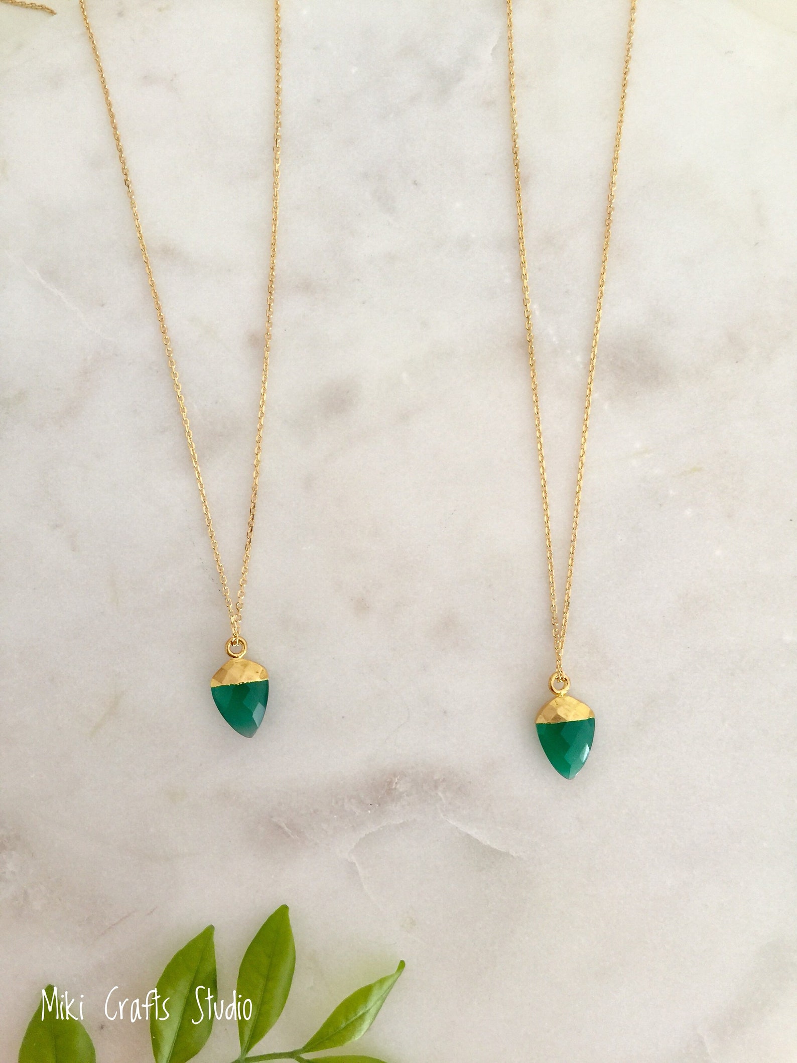 Tiny Green Quartz Pendant Necklace Green Quartz Pendant Etsy