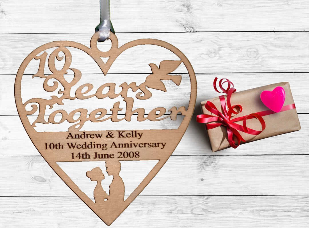10th Year (TIN) Wedding Anniversary Personalised Wood Plaque – Engraved ...