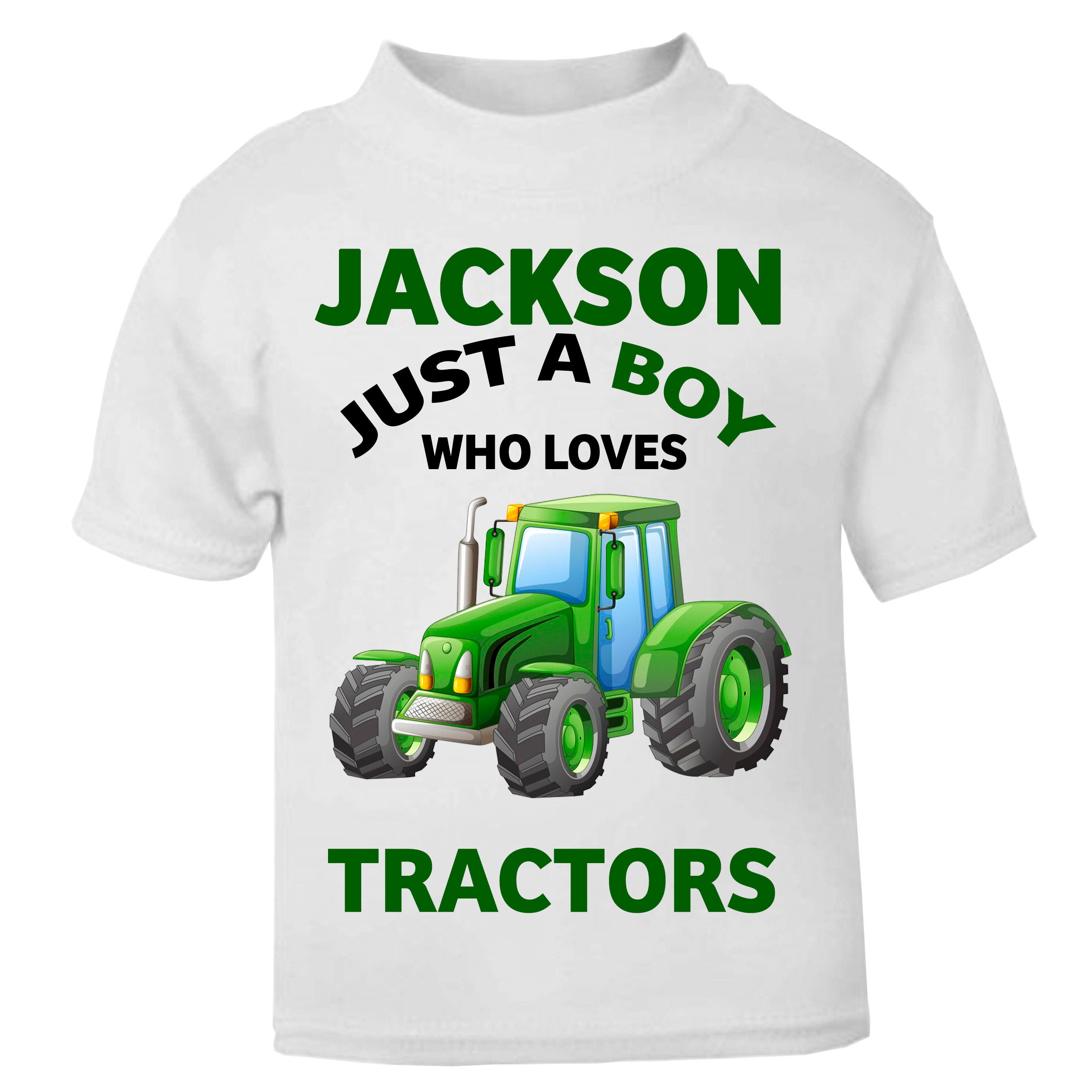 Just A Boy Who Loves Tractors Personalised Short Sleeve T