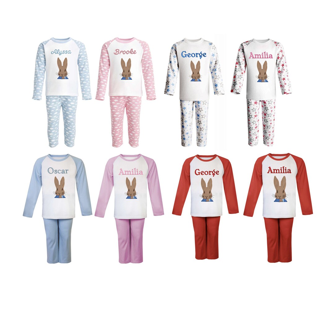 Petr Rabbit Applique Peter Rabbit Head Personalised Applique Pyjamas Embroidered With the ...