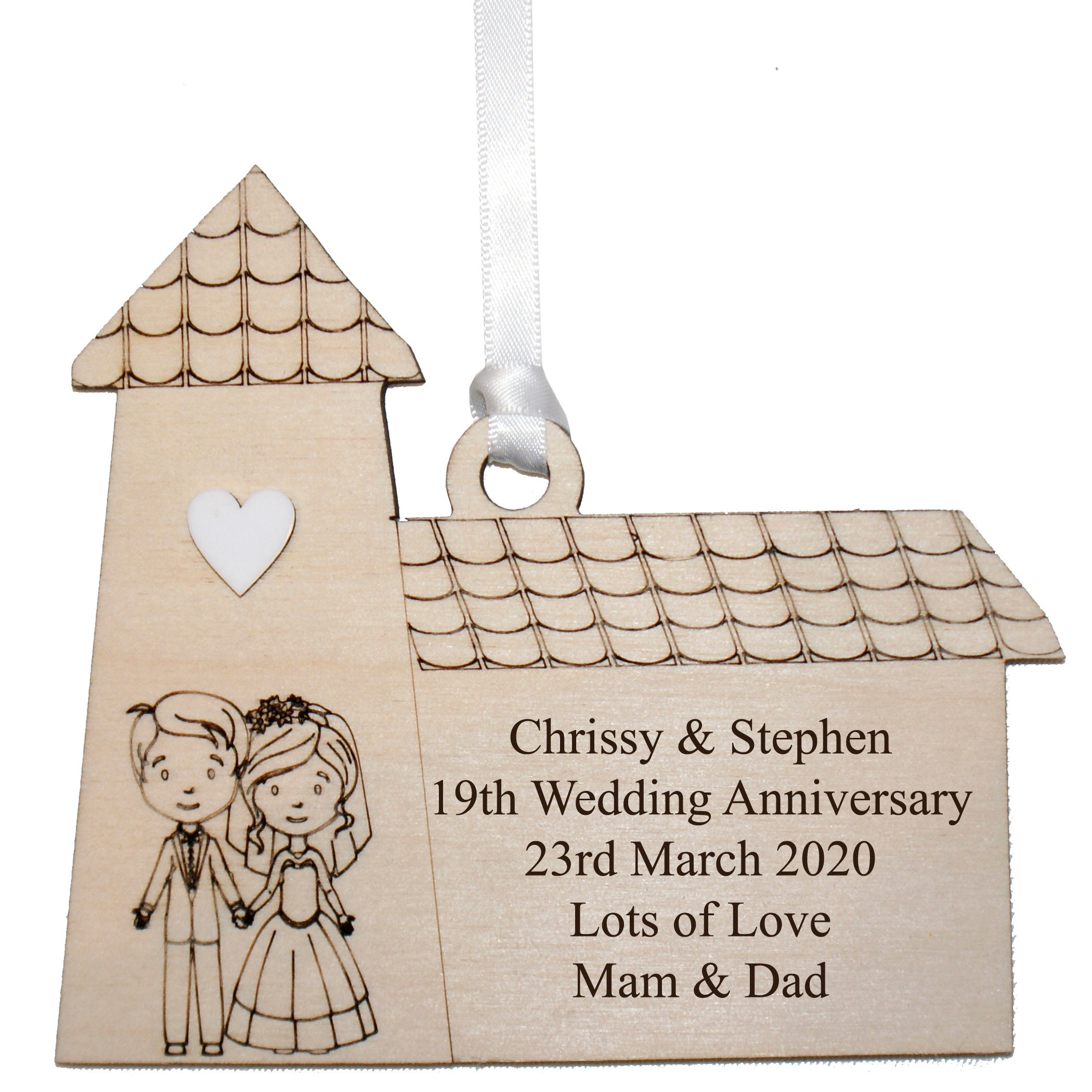 Any Wedding Anniversary Gift Personalised and Engraved White - Etsy