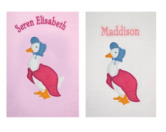 Jemima Puddleduck - Peter Rabbit Personalised Super Soft Fleece Baby Blanket - Choice of blanket colours available at checkout.