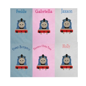 Thomas The Tank Personalised Super Soft Fleece Baby Blanket - Choice of blanket colours available at checkout.