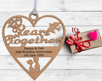 20th Year (CHINA) Wedding Anniversary Personalised Wood Plaque – Engraved With The Wording Of Your Choice