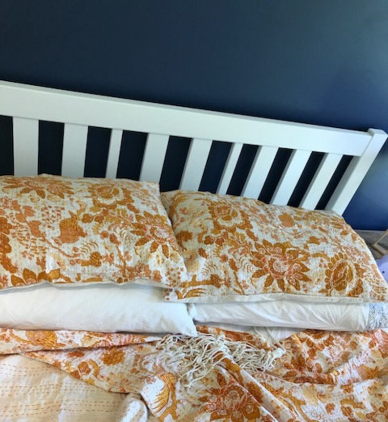 White Kantha Quilt Organic Cotton Kantha Pillowcase The Birdie