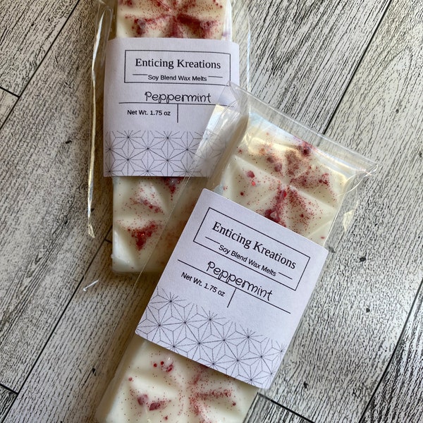 Peppermint Wax Melts, Wax Tarts, Snap Bar, Home Fragrance, Gift, Handmade, Soy Wax