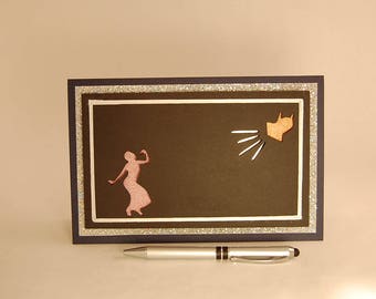3D Greeting Card, 3D Art Card, 3D Silhouette Card -- Singer Card 3