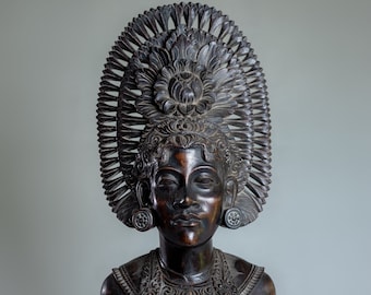 Antique Wooden Balinese Princess Bust
