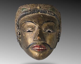 Rare Vintage Indonesian Mask | Hand-Painted Javanese Wayang Collectible