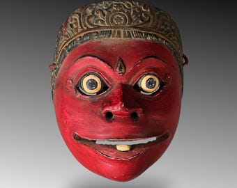 Old Japanese Cepot Mask of Clown -Wayang Topeng Wall Art