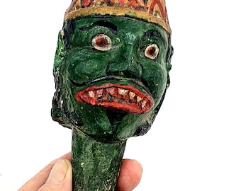 Rare item hand puppet primitive sculpture DIY do it yourself, antique collection Golek head, hand puppet for adults by Theater Art Gallery