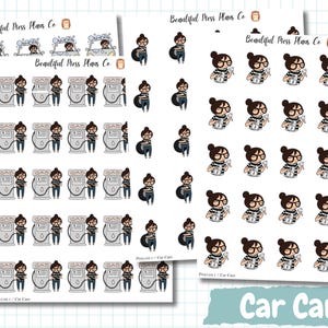 Posey Car Care Planner Stickers: Gas, Oil Change, Tire Change, Car Wash