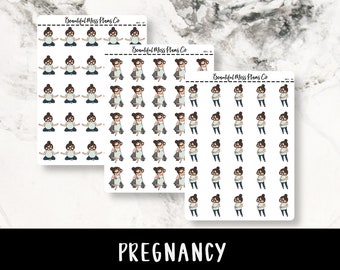 Posey: Pregnancy // Planner Stickers // Character Stickers // Pregnancy Stickers // Mom Stickers // Pregnant Stickers // Baby Stickers