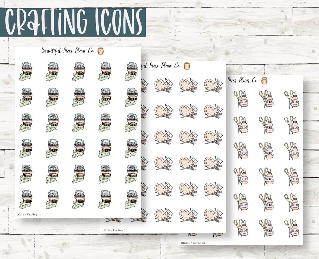 Doodle Crafting Icon Stickers: Planner & Journal Stickers - Etsy
