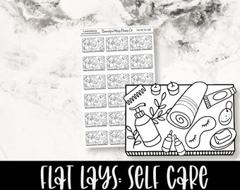 Flat Lay: Self Care // Planner Stickers // Flat Lay Stickers // Wellness Stickers // Self Care Stickers