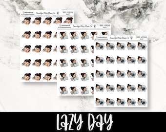 Posey: Lazy Day // Planner Stickers // Character Stickers // Lazy Day // Nap Stickers // Relax Stickers