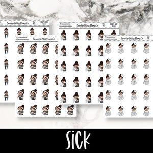 Posey: Sick // Planner Stickers // Character Stickers // Sick Stickers // Ill Stickers