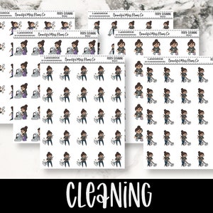 Posey: Cleaning // Planner Stickers // Character Stickers // Clean Stickers // Cleaning Stickers // Housework Stickers // Adulting Stickers