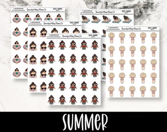 Posey: Summer // Planner Stickers // Character Stickers // Summer Stickers