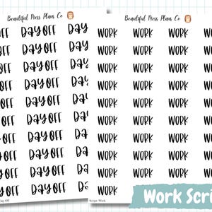 Work & Day Off Script Planner Stickers