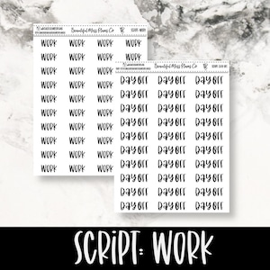Work Script Stickers // Planner Stickers // Script Stickers // Work Stickers // Day Off Stickers