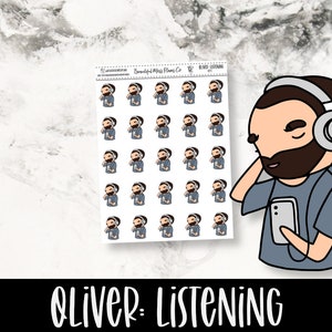 Oliver: Listening // Planner Stickers // Character Stickers // Listening Stickers