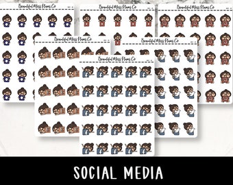 Posey: Social Media // Planner Stickers // Character Stickers // Pinterest // Etsy // Facebook // Twitter // Youtube // Instagram