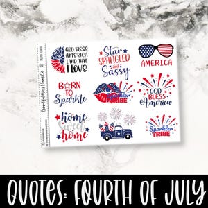 Stickers citation du 4 juillet // Stickers agenda // Stickers citation // Citations du jour de l'indépendance