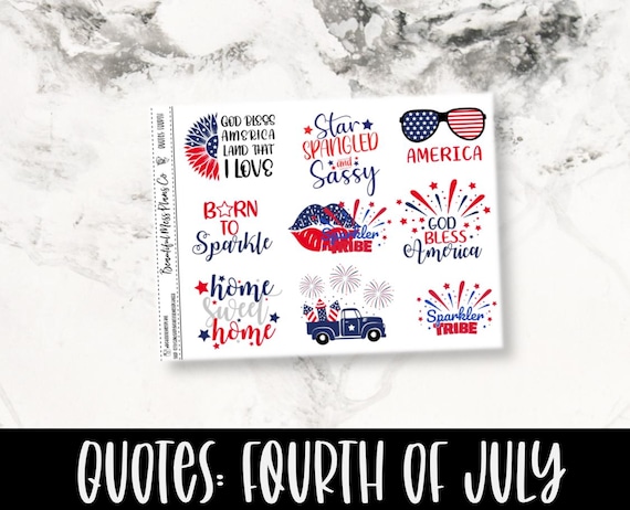 4th of July Quote Stickers // Planner Stickers // Quote Stickers // Independence Day Quotes