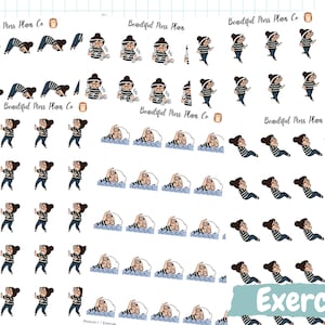 Posey Exercise Planner Stickers: Fitness, Workout, Dance Character