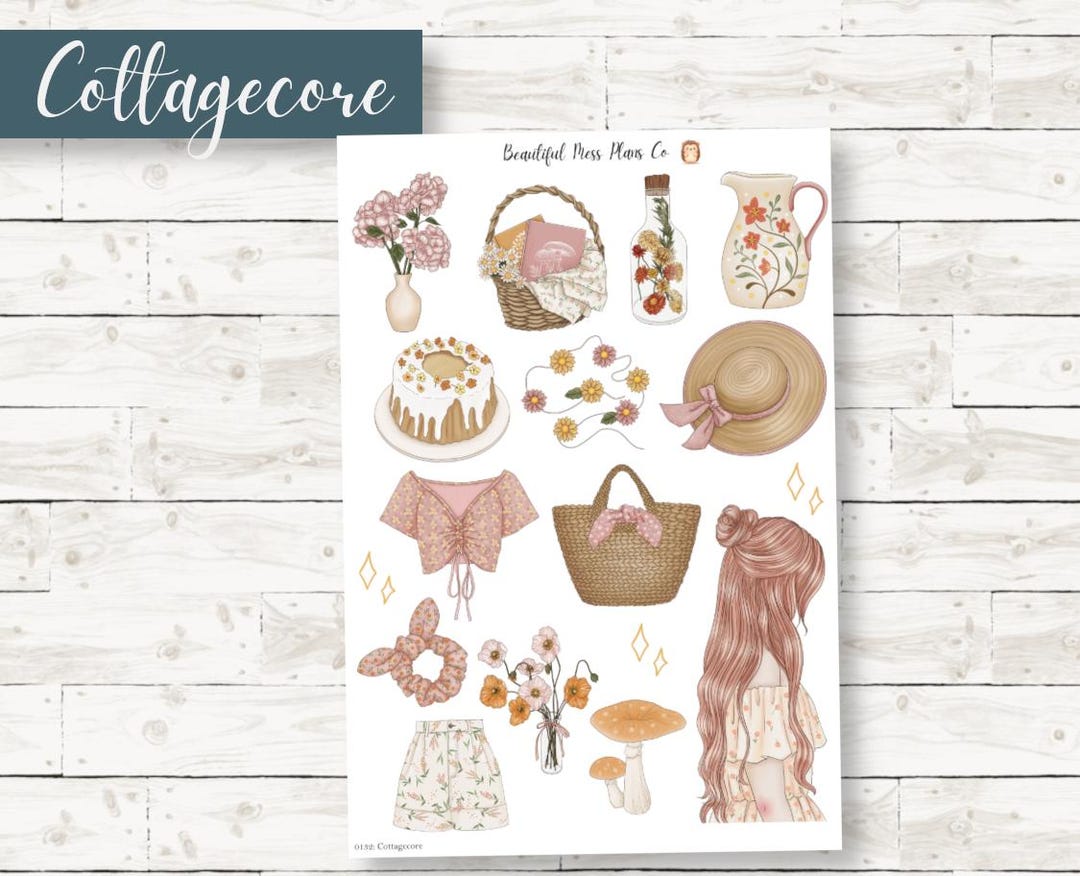 Cottagecore // Deco // Planner Stickers // Spring Stickers - Etsy