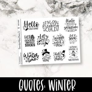 Winter Quote Stickers // Planner Stickers // Quote Stickers // Winter Stickers